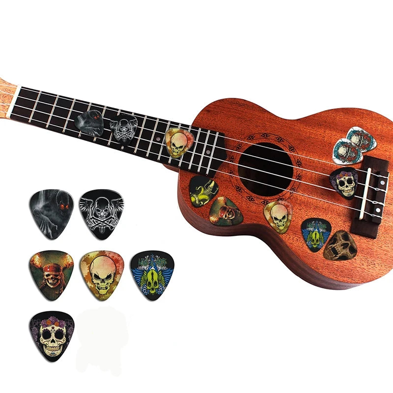 SOACH 10pcs 0.71mm skull quality two side earrings pick DIY design Guitar Accessories  pick guitar picks ukulele