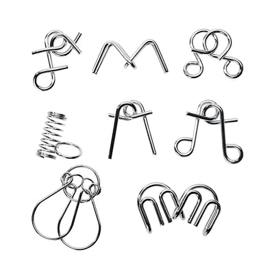 8Pcs Montessori Intelligent Lock Wire IQ Mind Brain Teaser Metal Puzzles For Children Adults Anti-Stress Reliever Toys Gifts