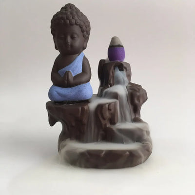 With 10Cones The Little Monk Censer Creative Home Decor Small Buddha Incense Holder Backflow Incense Burner Use In Home Teahouse
