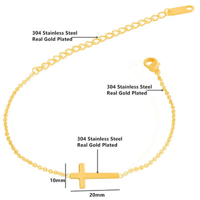 Charms Sideways Cross Bracelet Stretch Chain Stainless Steel Classic Christian Bracelet For Women Men Good Luck jewelry