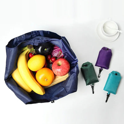 MABULA 1 x Portable Reusable Shopping Bag Oxford Washed Solid Color Grocery Purse Foldable Waterproof ripstop Shoulder Handbag