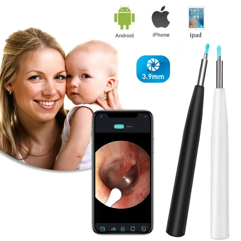 WiFi Digital Ear Wax Removal Endoscope, Wireless Visual Ear Picker, Earwax Cleaner Tool, IOS, Android, MAC, 1080P