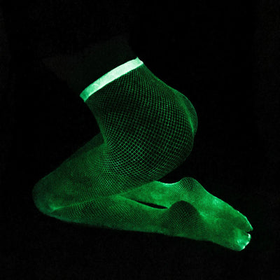 Luminous Glowing Long Fishnet Socks Large Size Glow In The Dark Luminous Pantyhose Pole Dance High Elastic Mesh Tights For Women