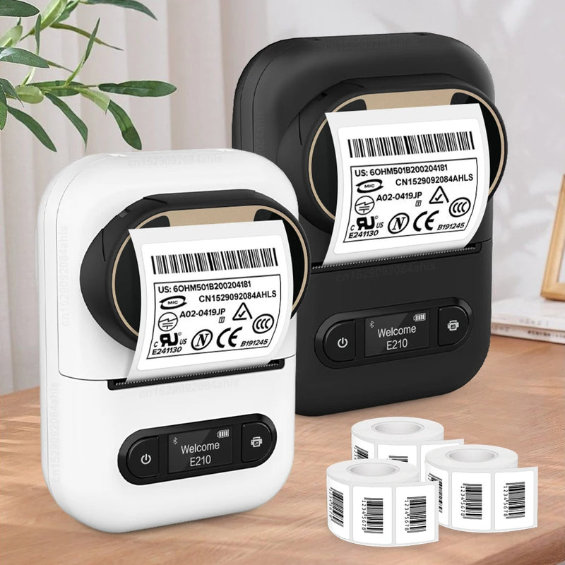 Inkless Label Printer E210 Portable Bluetooth Thermal Printer Adhesive Sticker Labeller Similar as B21 or 3PK E210 Paper Roll