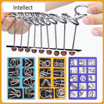 New 2023 8Pcs/Set Metal Montessori Puzzle Wire IQ Mind Brain Teaser Children Adults Interactive Game Reliever Educational Toys