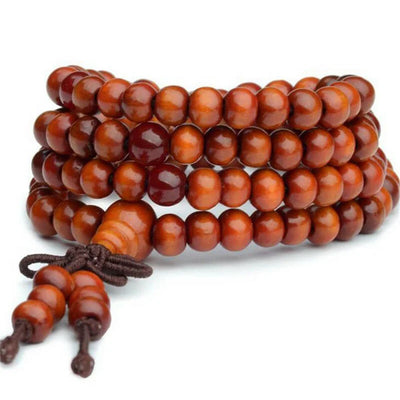 Natural Sandalwood Bracelet For Men Women 108 Beads Rosary Buddhist Buddha Meditation Bead Bracelets Good Luck Wealth Jewelry