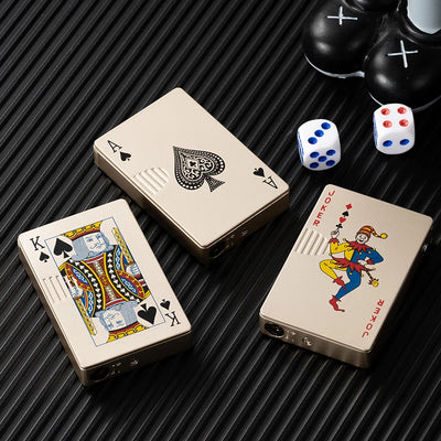 Creative Playing Cards Ace of Spades Lighter Butane Windproof Straight Metal Lighter Metal Fun Toy for Men Smoking Accessories