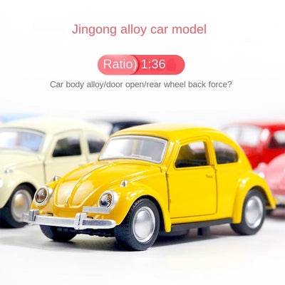 Alloy car model Beetle vintage car door opening force Children's toy car cake decoration Car carrying accessories