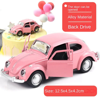 Alloy car model Beetle vintage car door opening force Children's toy car cake decoration Car carrying accessories