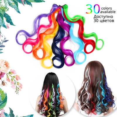 87Colors 20inch Synthetic Hair Extensions Festival Party Ombre Hairpieces Exquisite Clip Hair Extension Highlighted Hair Daily