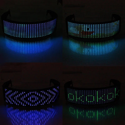Prop For Party Bar Festival Performance LED Futuristic Eyewear Electronic Light Up Visor Bluetooth Luminous Glasses