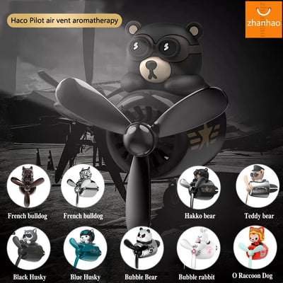 72Km Bear Car Air Freshener Teddy Bear Pilot Auto Interior Accessories  Air Outlet Propeller Fragrance Bulldog Perfume Diffuser