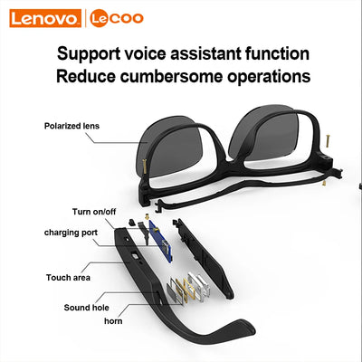 Lenovo Lecoo Smart Glasses Headset Wireless Bluetooth 5.0 Sunglasses